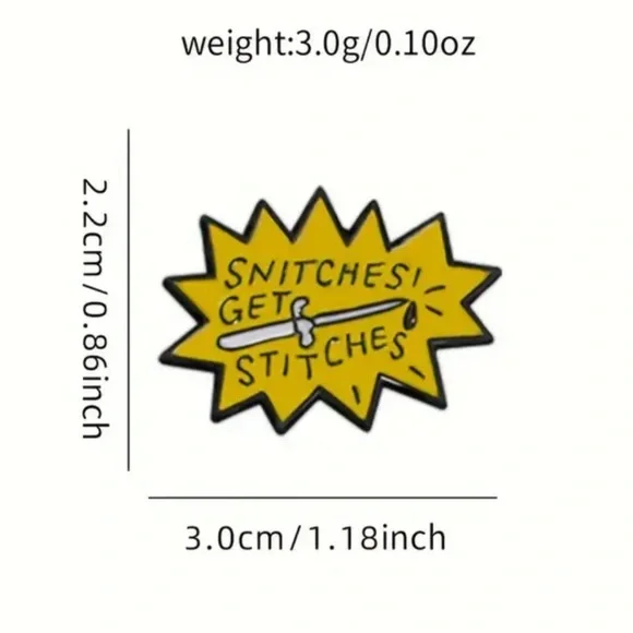 Snitches Get Stitches Enamel Pin - Picture 2 of 3
